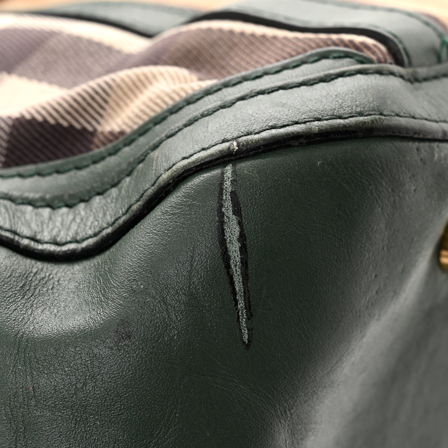 Burberry Bridle Calfskin House Check Small Orchard Bowling Bag Green 15 of 18