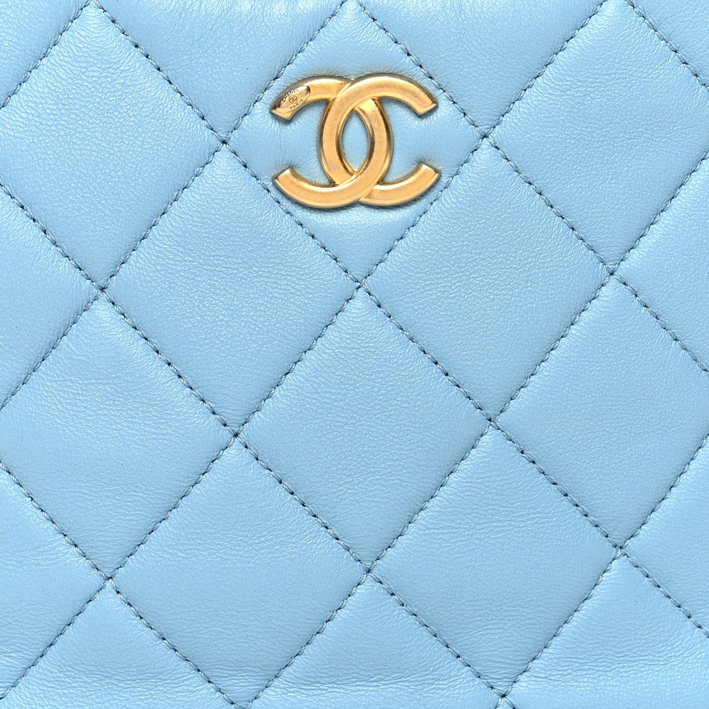 Lambskin Quilted CC Chain Hobo Blue