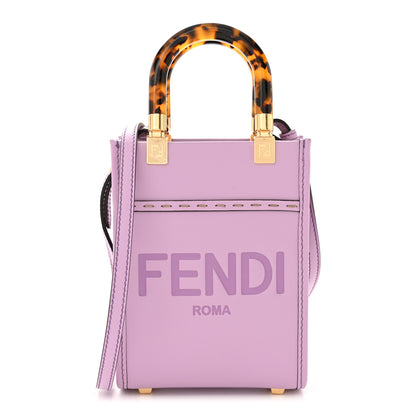 Fendi Vitello King Plexiglass Logo Embossed Mini Fendi Sunshine Shopper Tote Lavanda 1 of 9