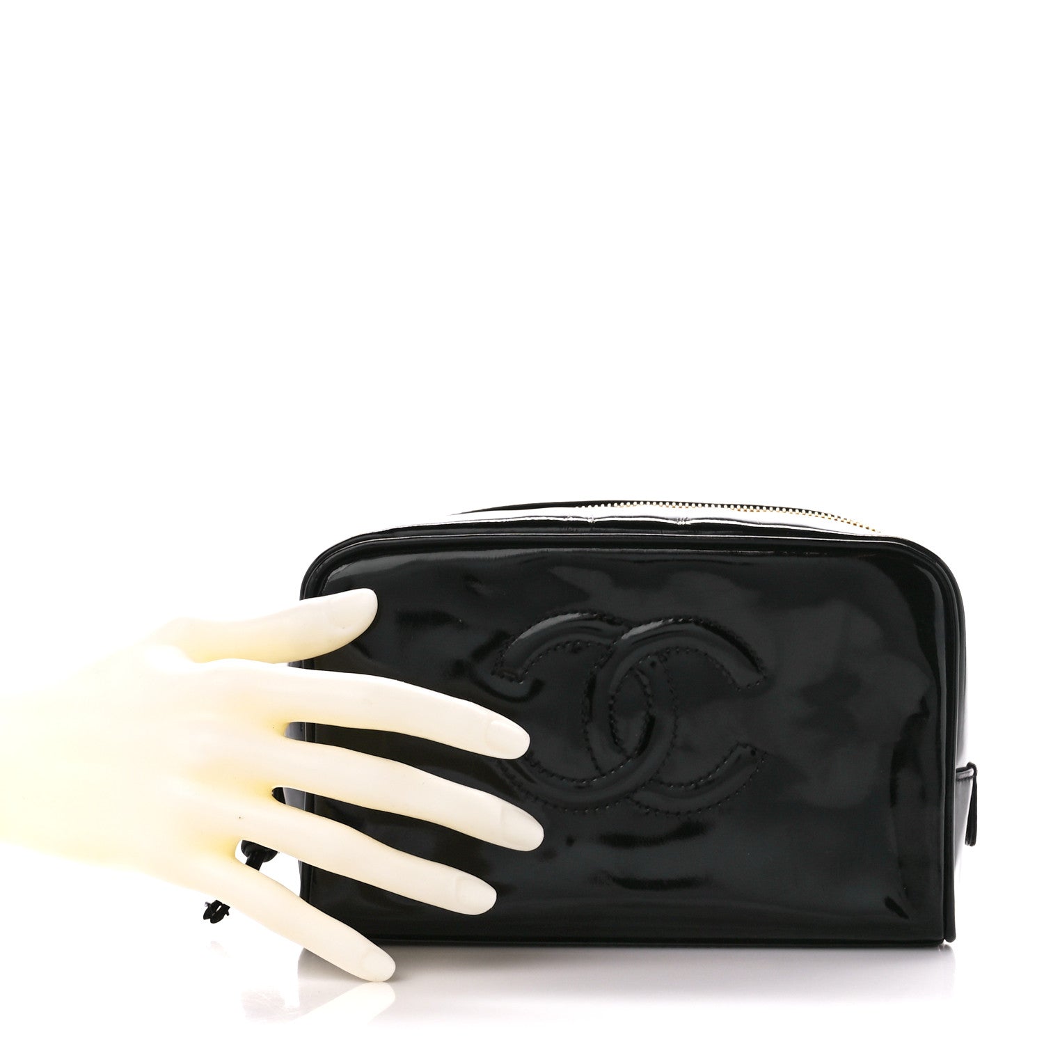 Chanel Patent Timeless CC Cosmetic Pouch Black 2 of 11