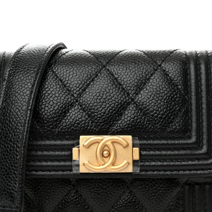 Chanel Caviar Quilted Boy Card Holder On Chain Black 9 of 11