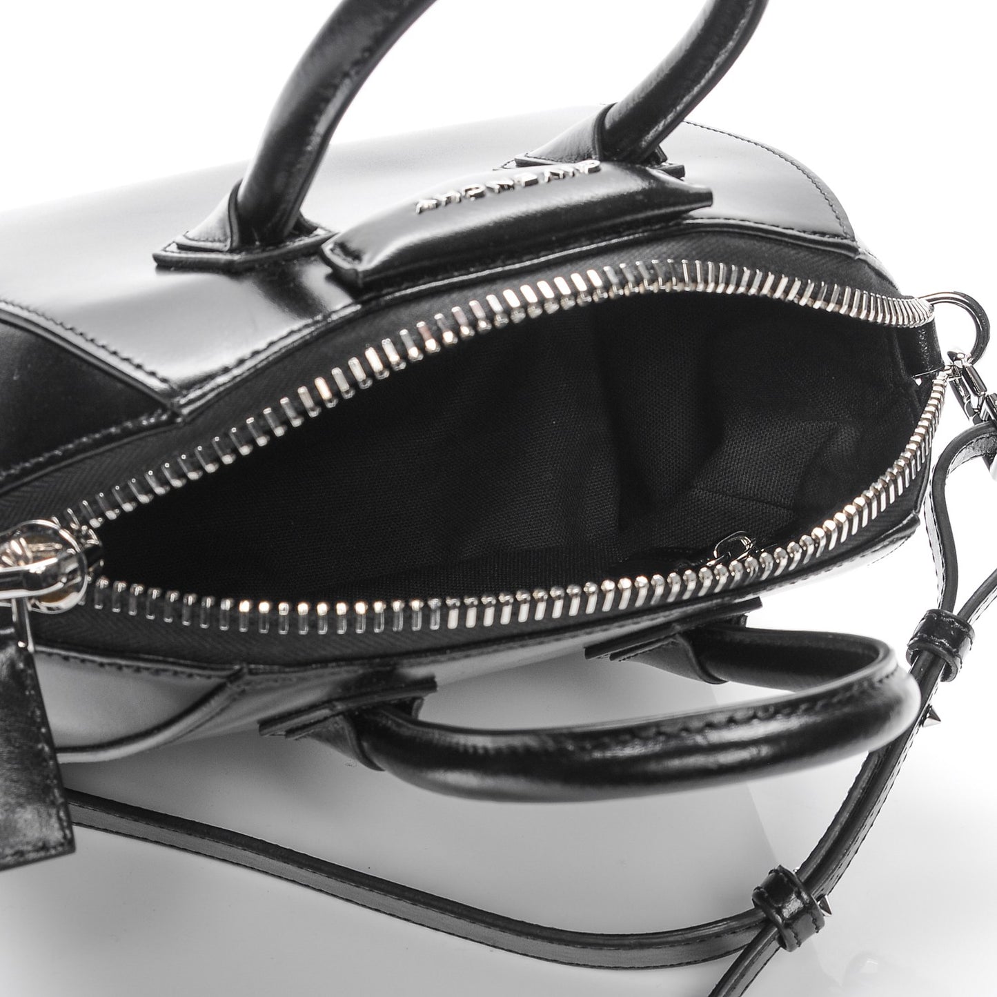Shiny Lord Calfskin Mini Antigona Black