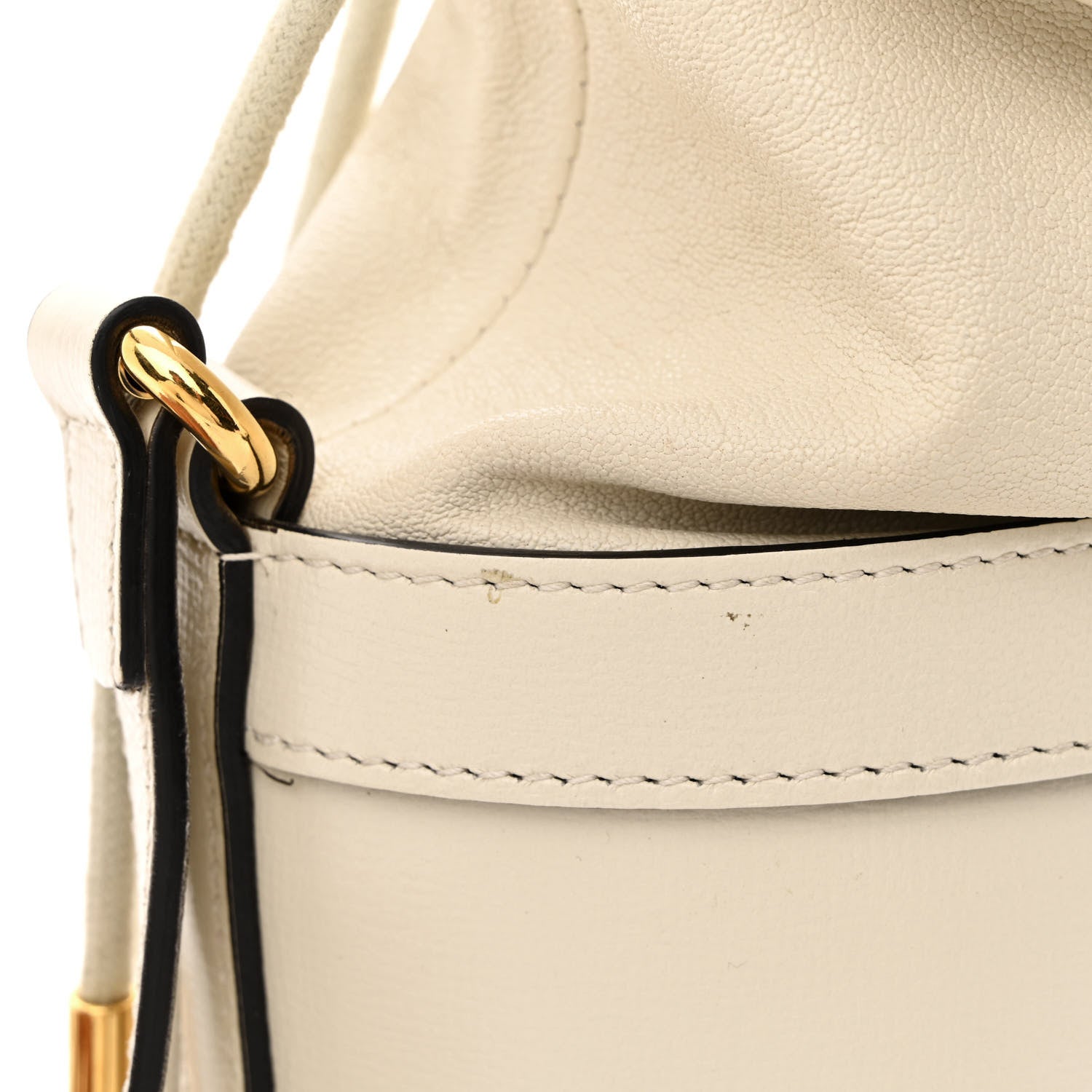 Gucci Azalea Sakai Calfskin Horsebit 1955 Drawstring Bucket Bag Mystic White 10 of 10
