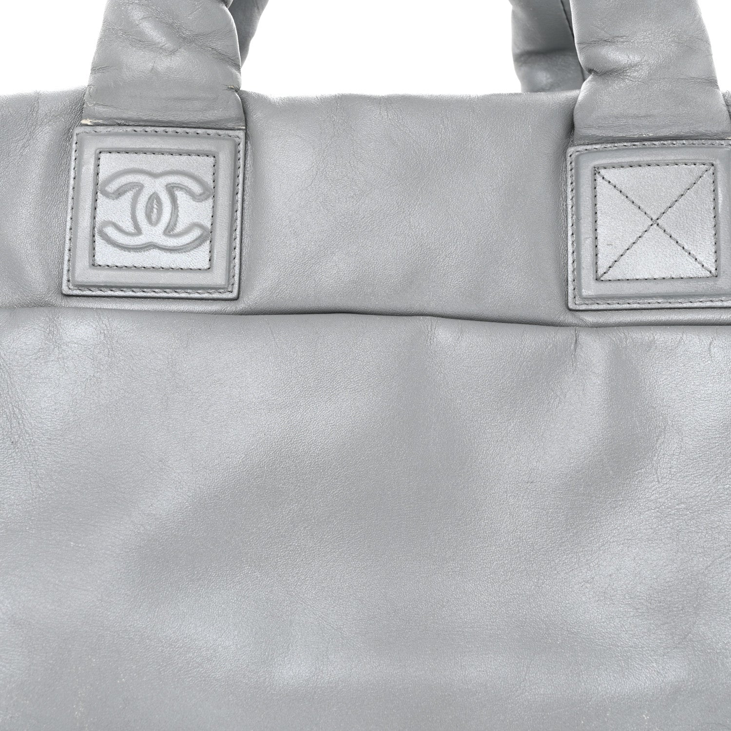 Chanel Metallic Lambskin Quilted Small Coco Cocoon Reversible Tote Light Grey 8 of 23
