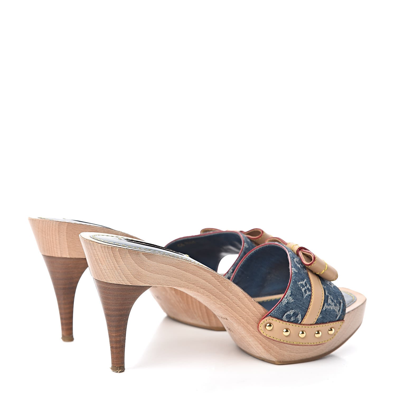 Louis Vuitton Denim Bow Mules Heels 38 4 of 15