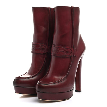 Gucci Calfskin Platform Ankle Boots 37.5 Scarlatto 3 of 8