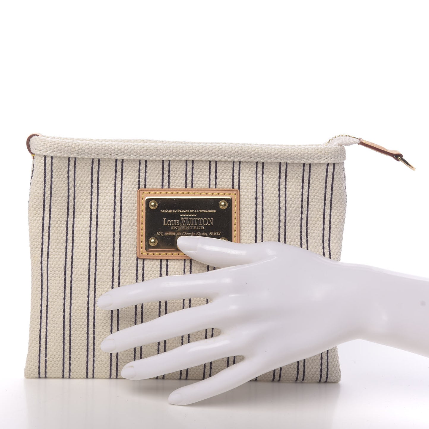 Toile Antigua Pochette Plate PM Navy Striped