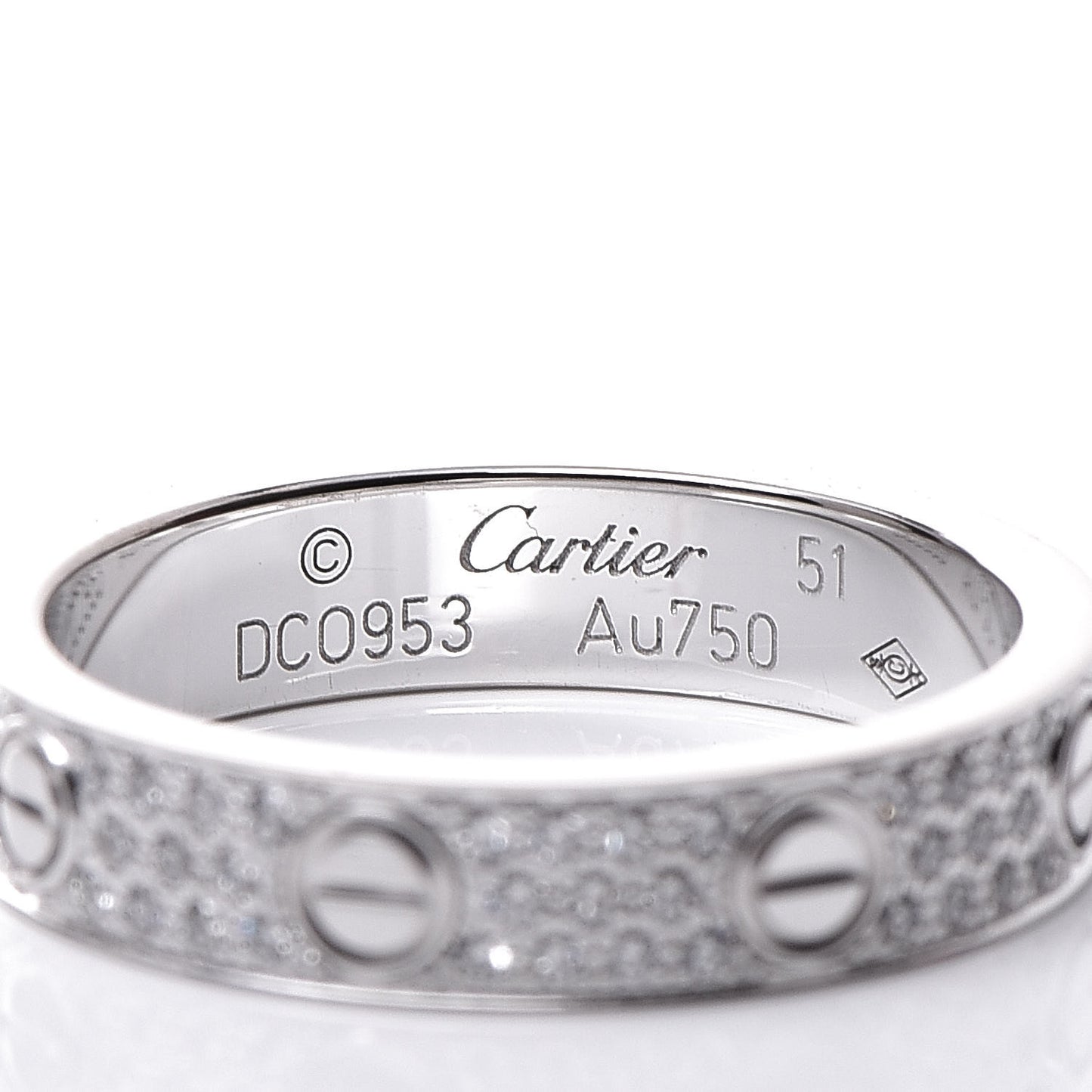 18K White Gold Diamond 4mm LOVE Wedding Paved Band Ring 51 5.75