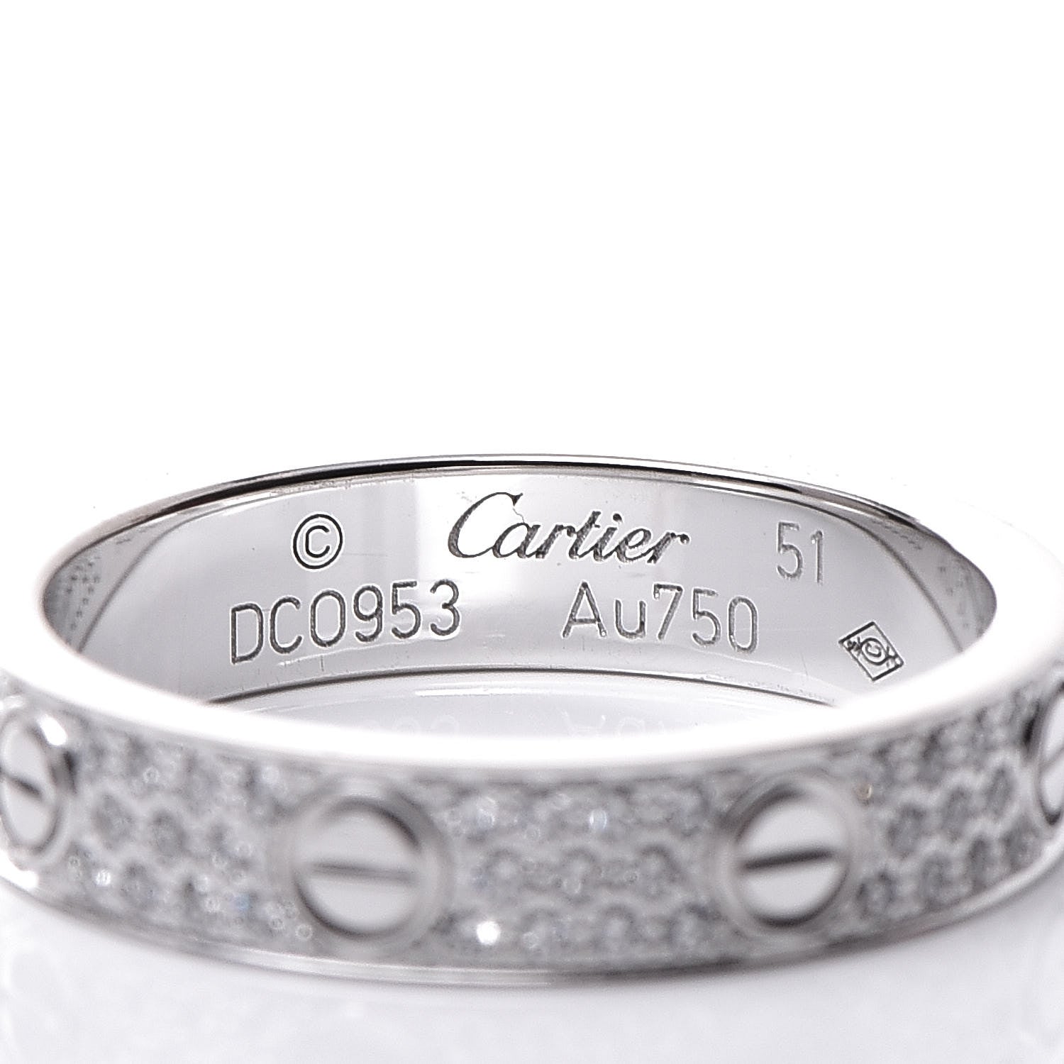 Cartier 18K White Gold Diamond 4mm LOVE Wedding Paved Band Ring 51 5.75 5 of 7