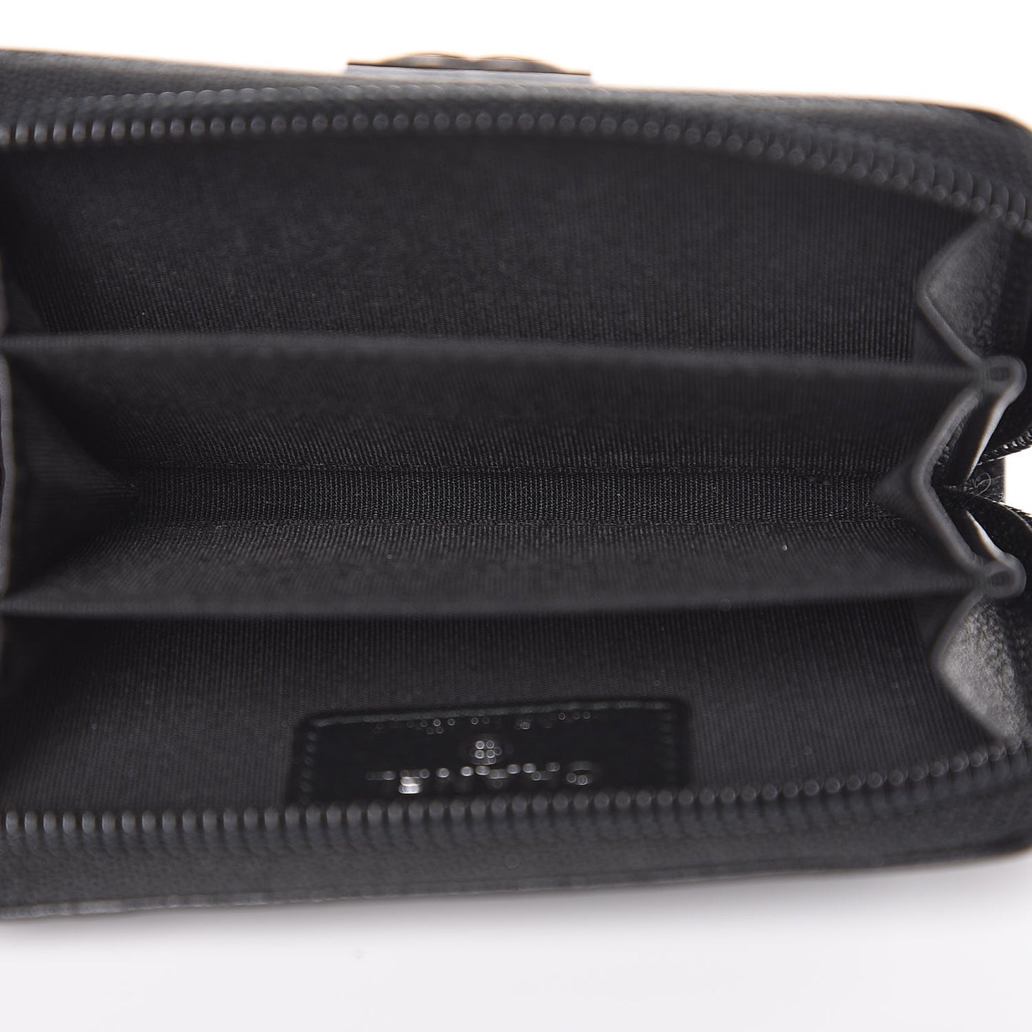 Calfskin Quilted Boy Zip Around Coin Purse Wallet Black