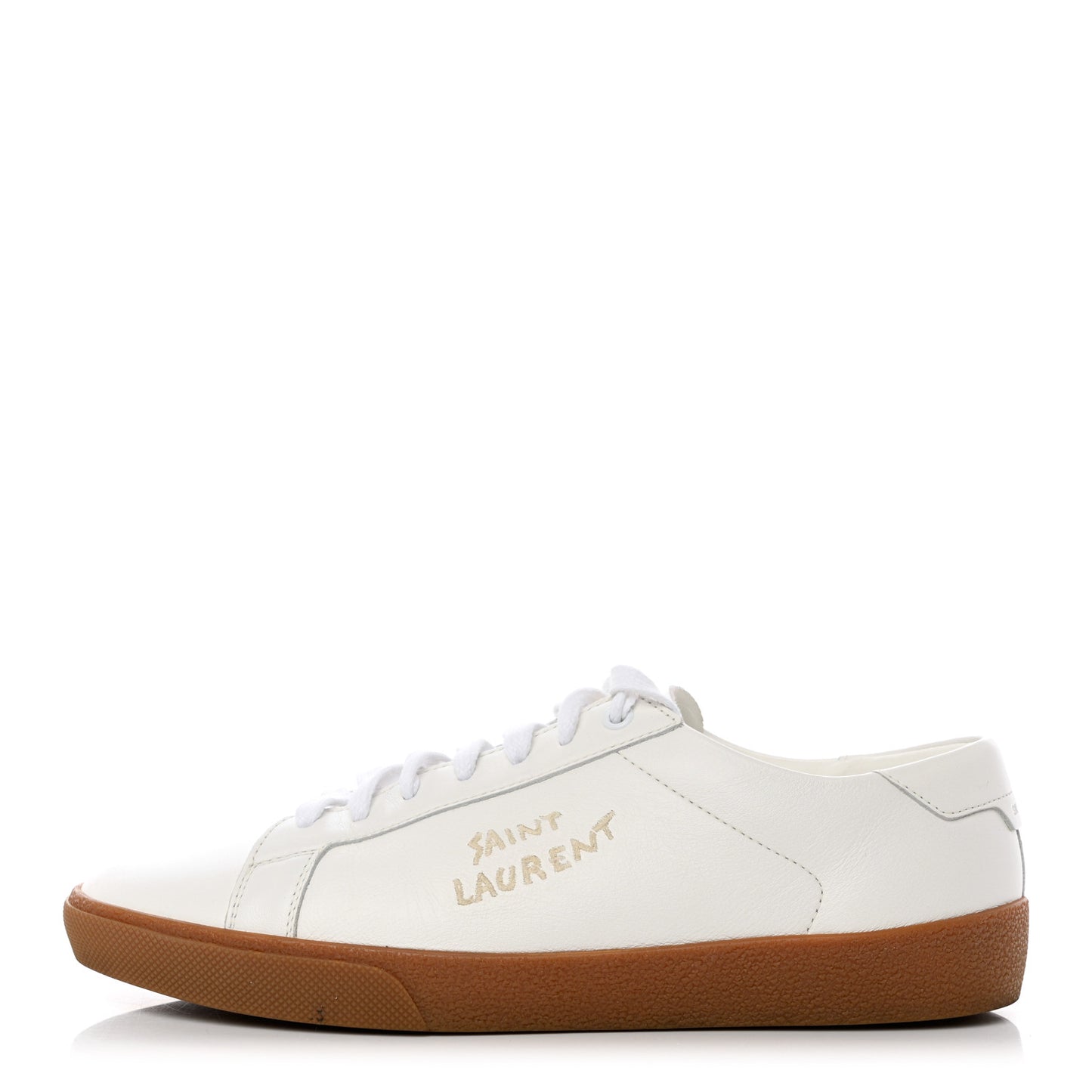 Calfskin Embroidered Mens Court Classic Sneakers 41.5 White