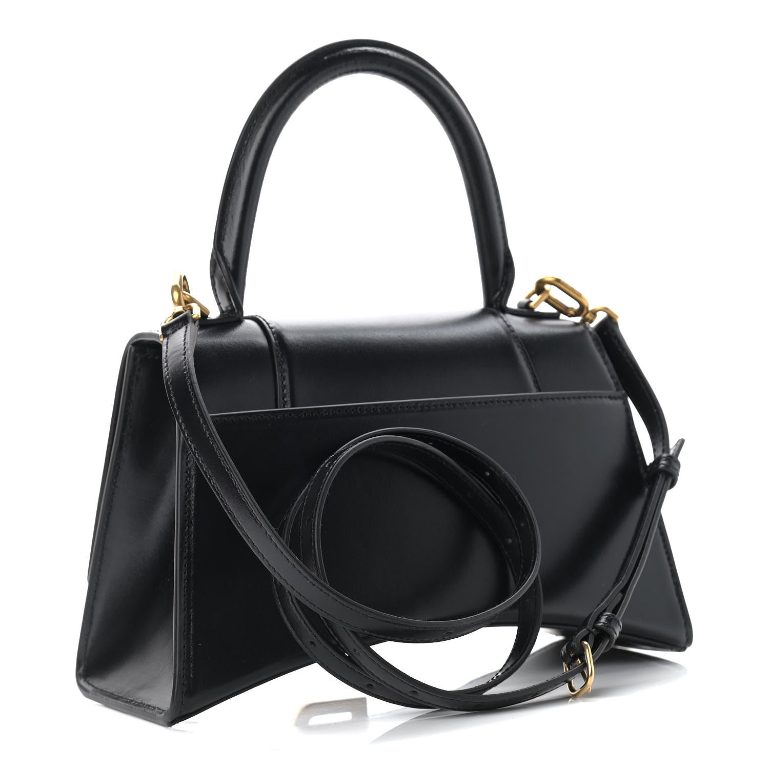 Balenciaga Shiny Box Calfskin Small Hourglass Top Handle Bag Black 3 of 12