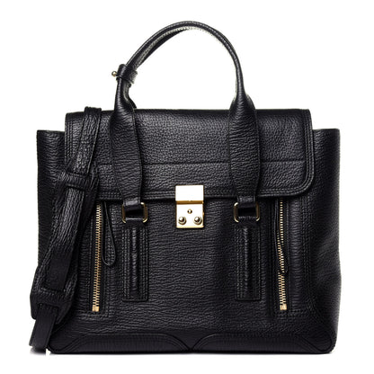 3.1 Phillip Lim Textured Calfskin Medium Pashli Satchel Black 1 of 13