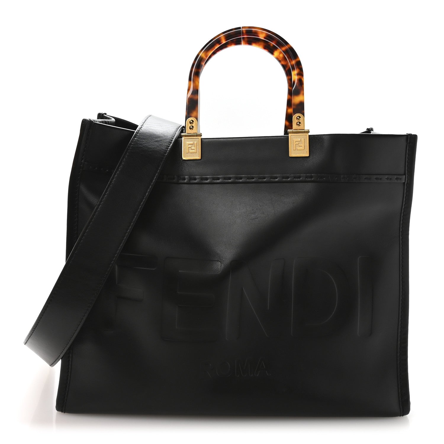 Fendi Vitello King Plexiglass Medium Fendi Sunshine Shopper Tote Black 1 of 9
