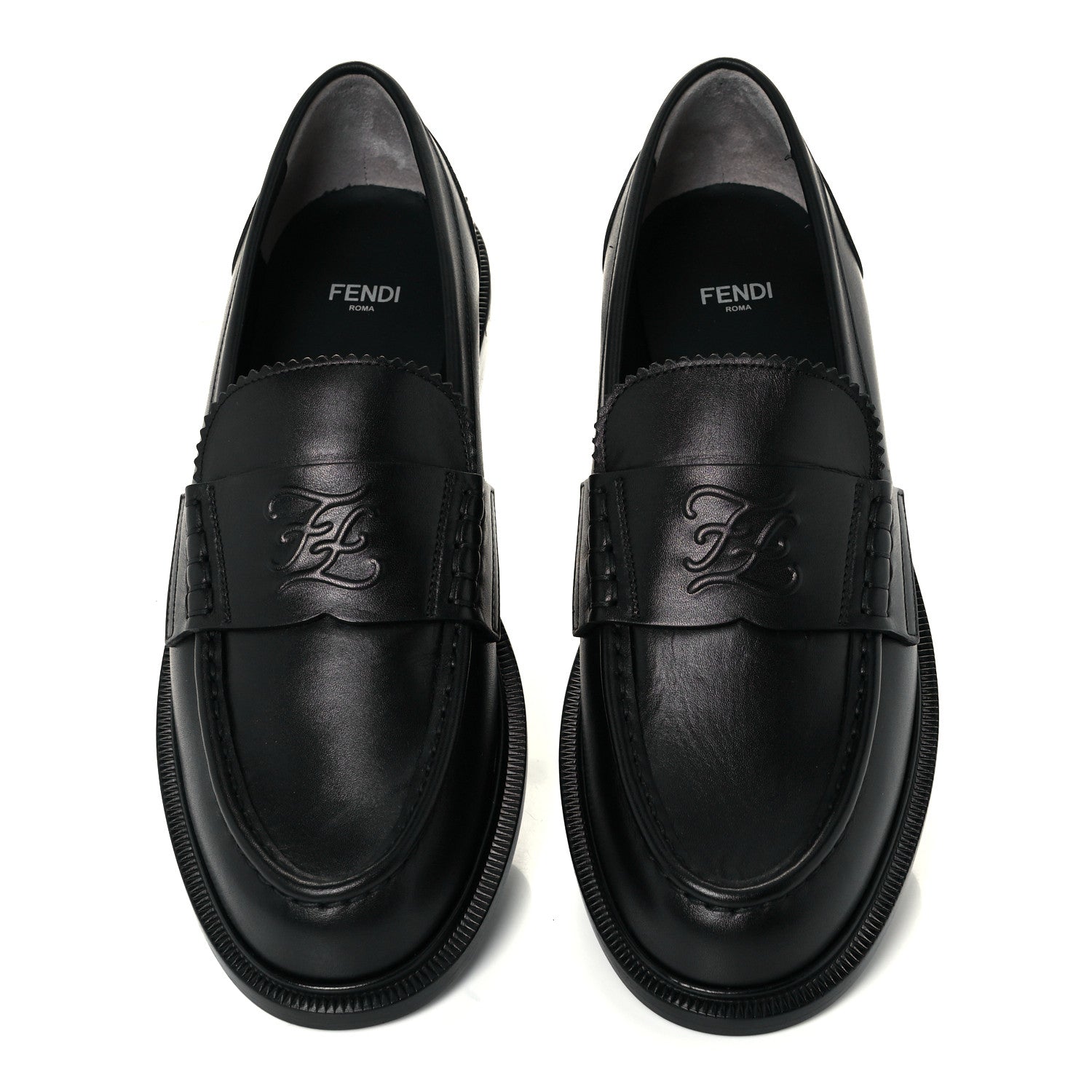 Fendi Calfskin Karligraphy Loafers 39 Black 5 of 9