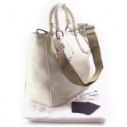 Prada Vitello Daino Braided Tote Bianco 3 of 10