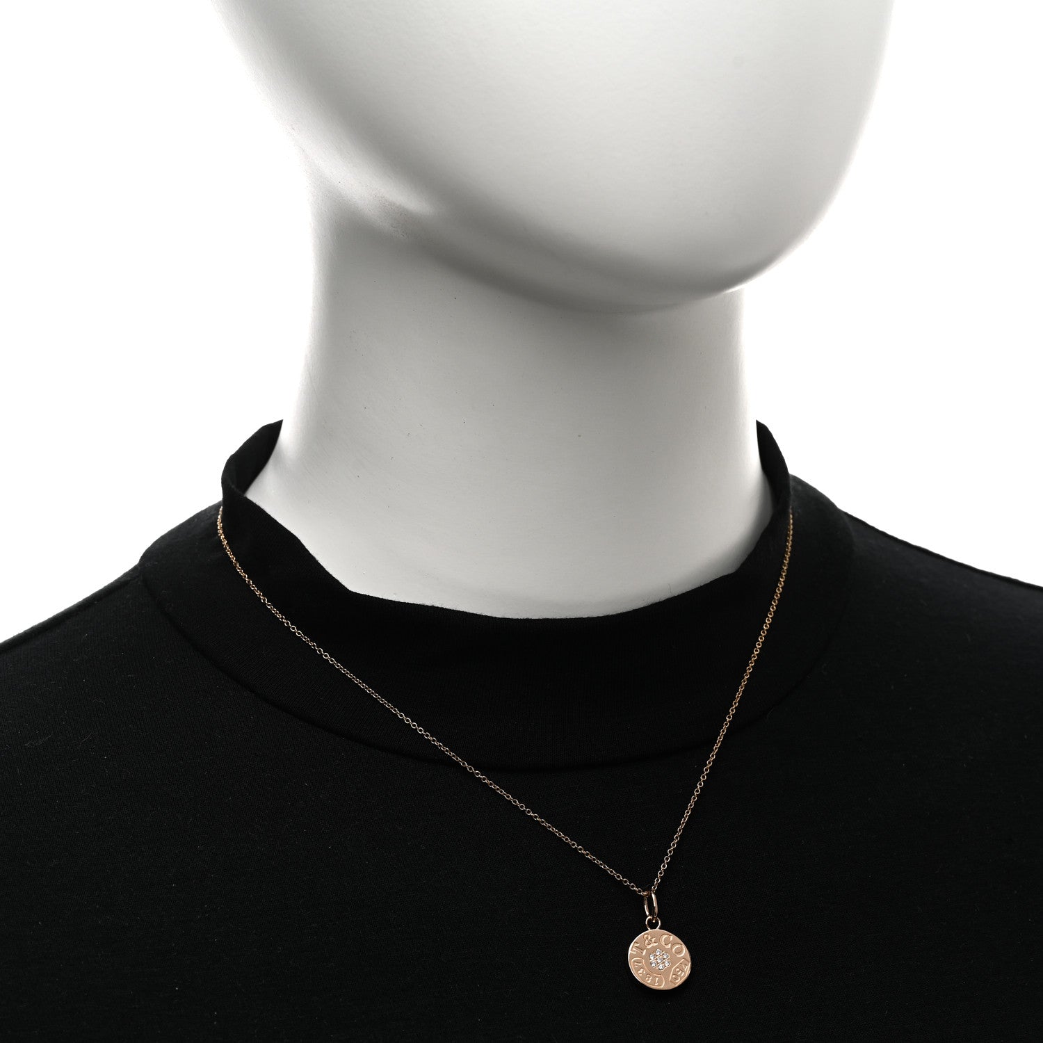 Tiffany 18K Rose Gold Diamond 1837 Circle Charm Pendant Necklace 2 of 6