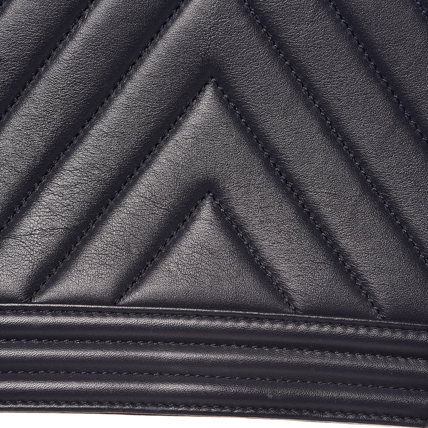 Chanel Lambskin Chevron Quilted New Medium Boy Flap Dark Navy Blue 13 of 18