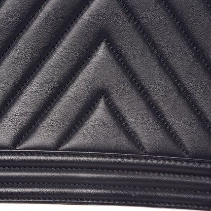 Chanel Lambskin Chevron Quilted New Medium Boy Flap Dark Navy Blue 13 of 18