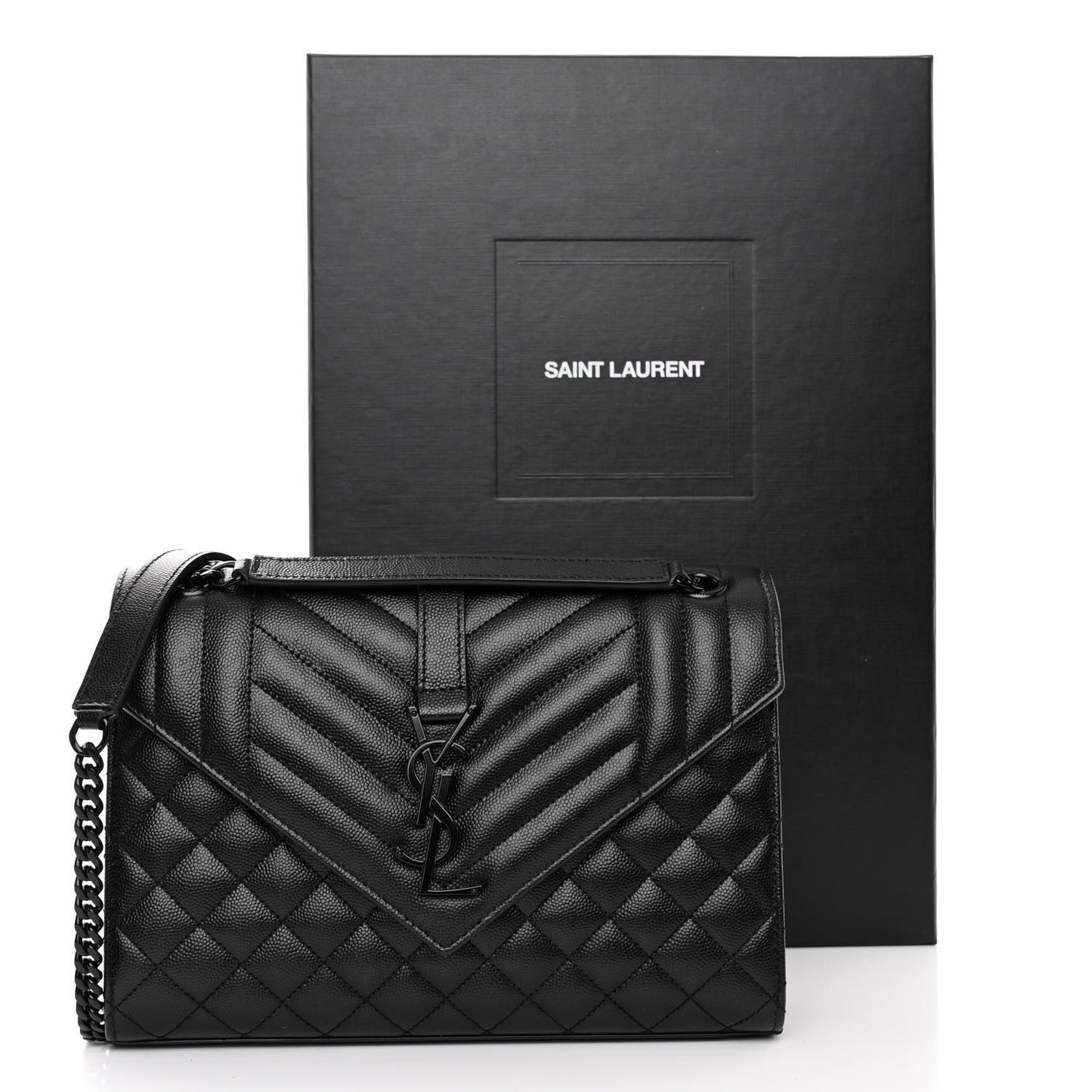 Grain De Poudre Textured Mixed Matelasse Triquilt Medium Monogram Monochrome Satchel Black