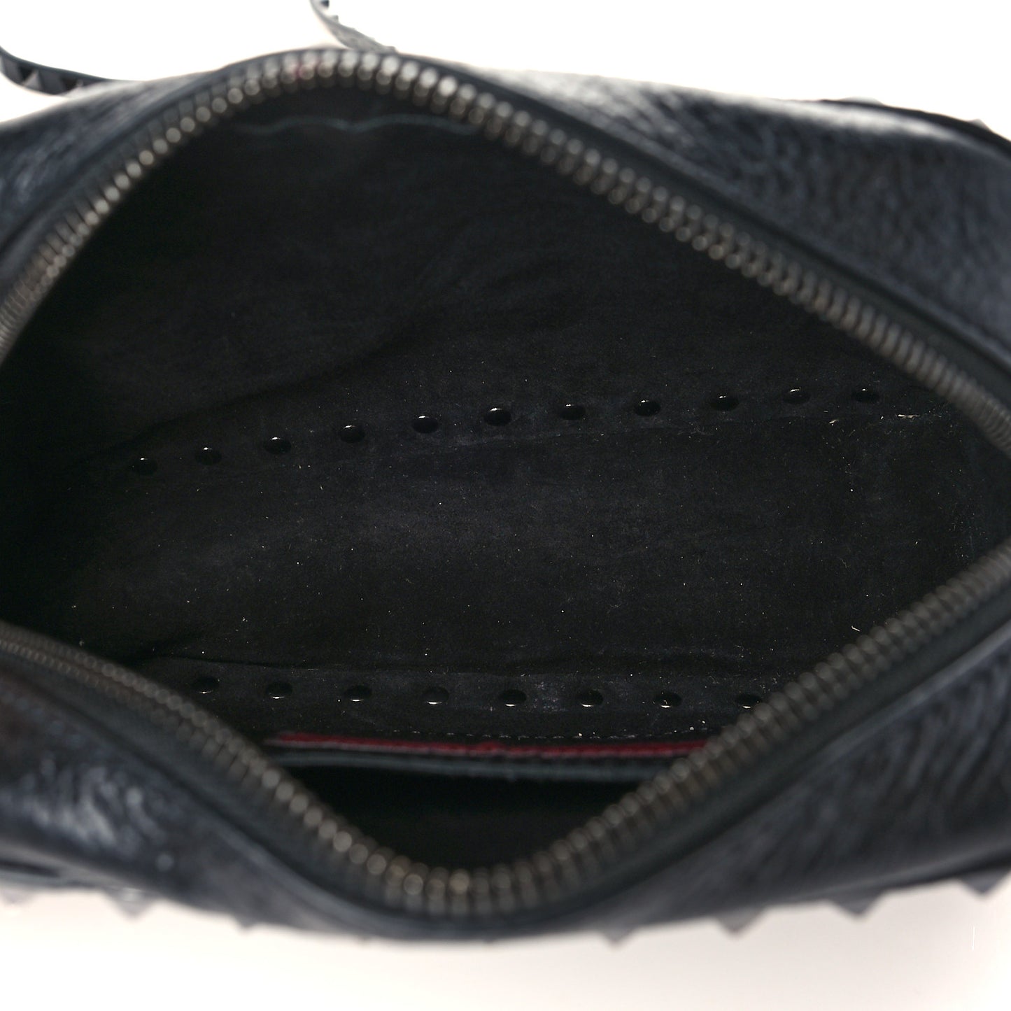 Craquele Nappa Rockstud Crystal Punk Heart Camera Crossbody Bag Black