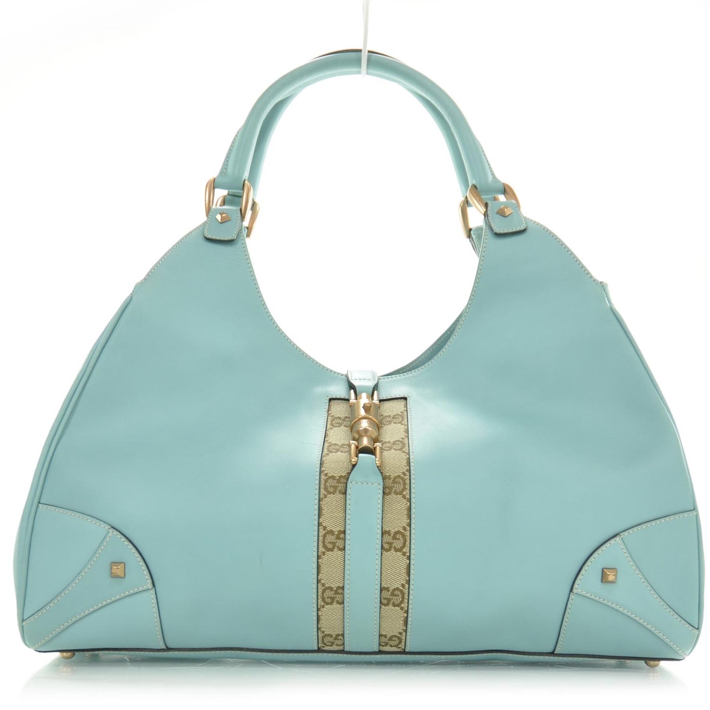 Leather Monogram Web Bardot Turquoise
