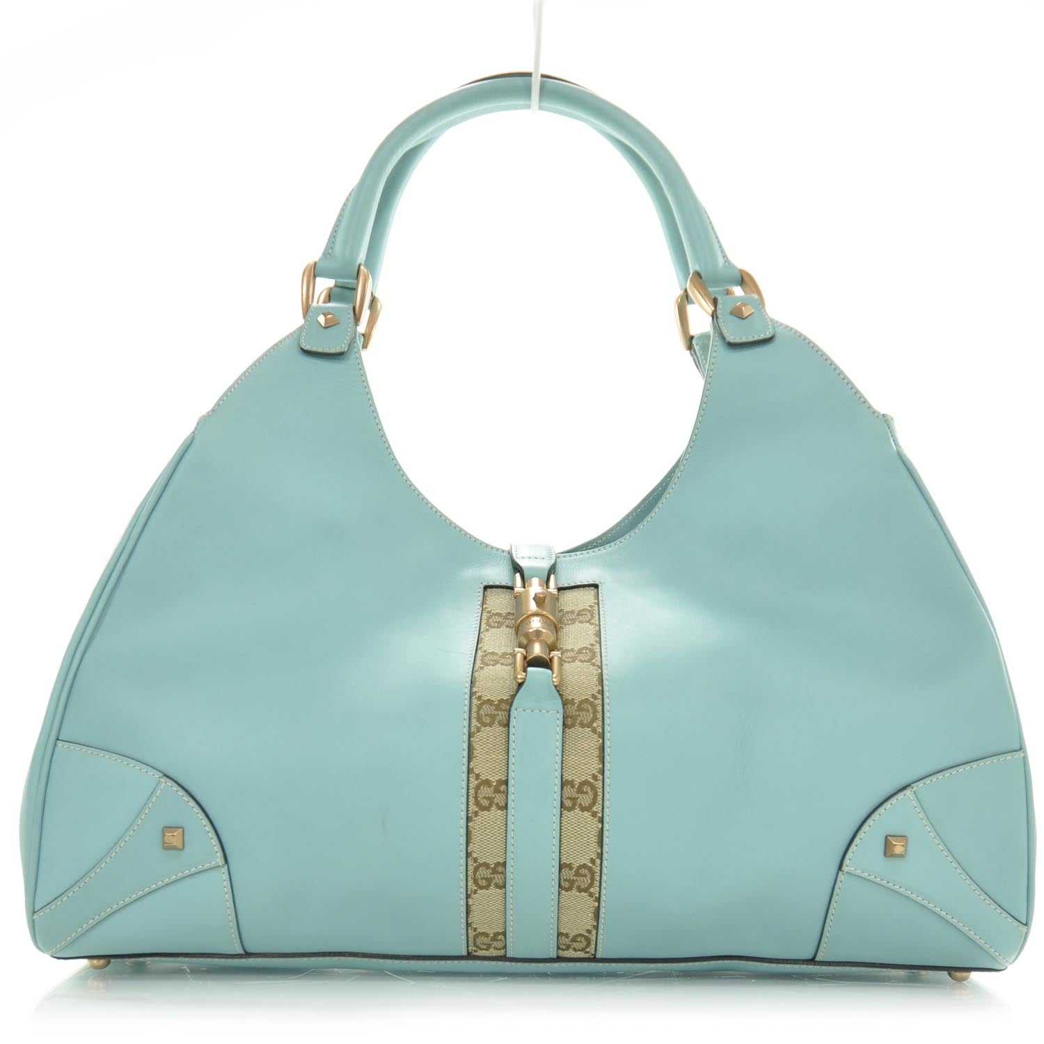 Gucci Leather Monogram Web Bardot Turquoise 1 of 10