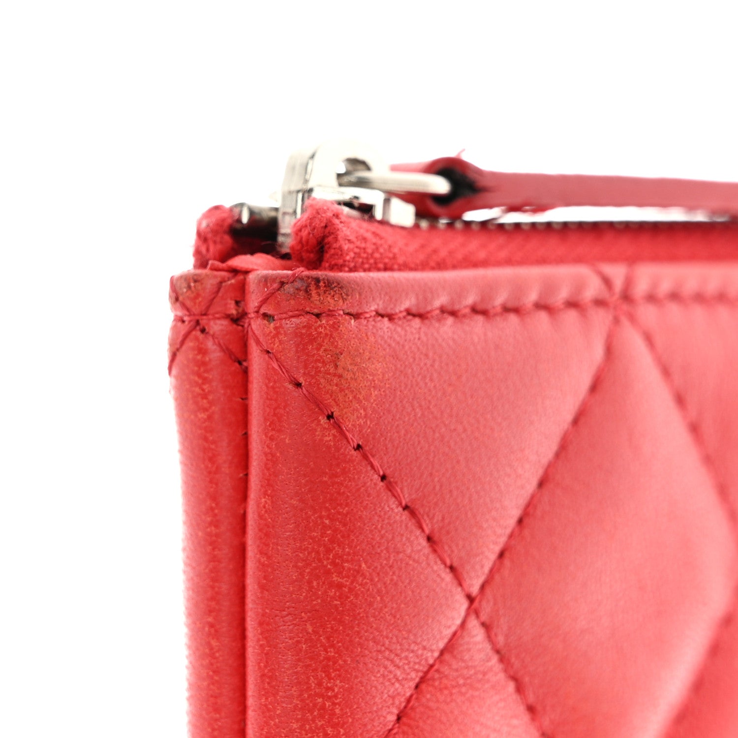 Chanel Lambskin Quilted Medium Cosmetic Case Red 10 of 12