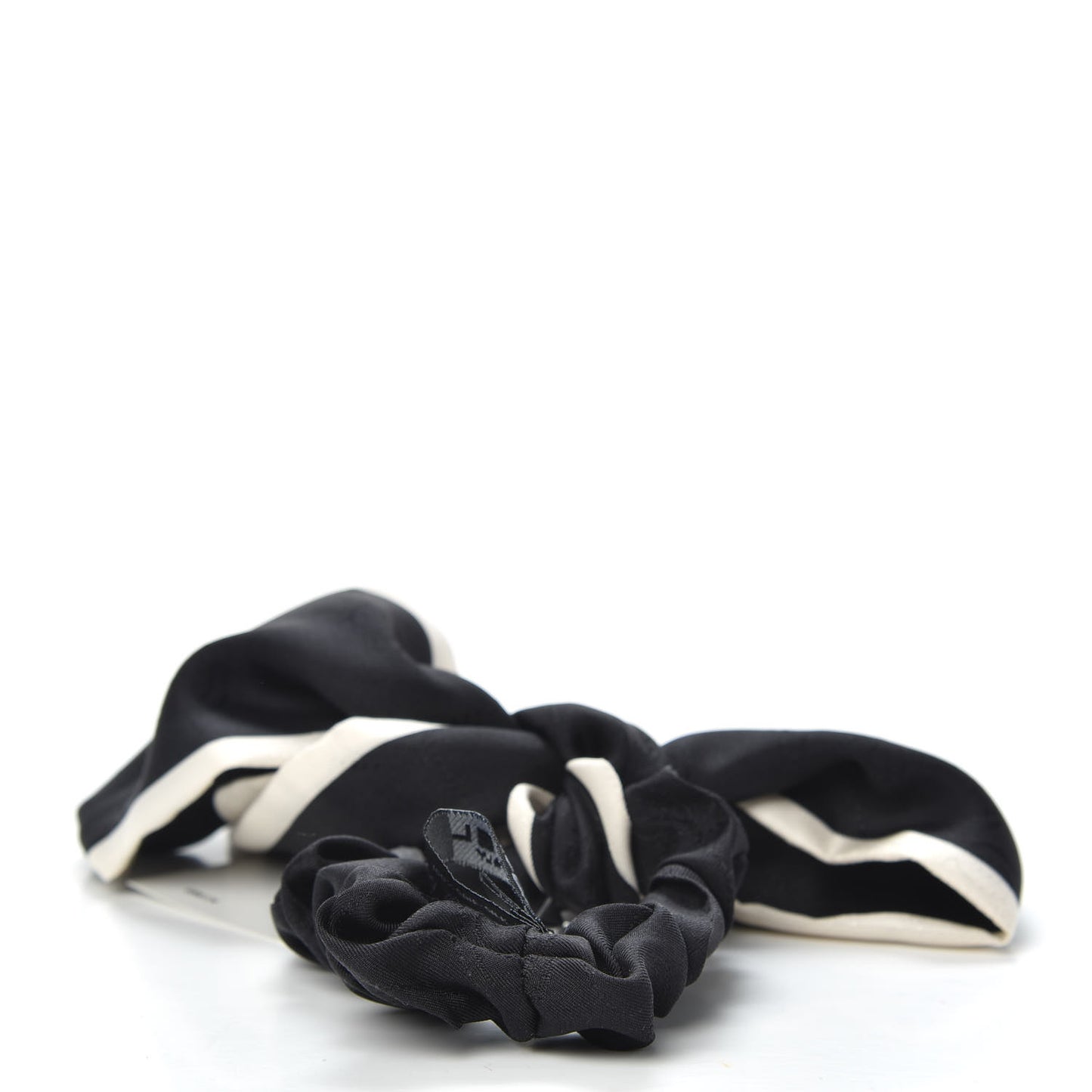 Silk Twill Hair Tie White Black