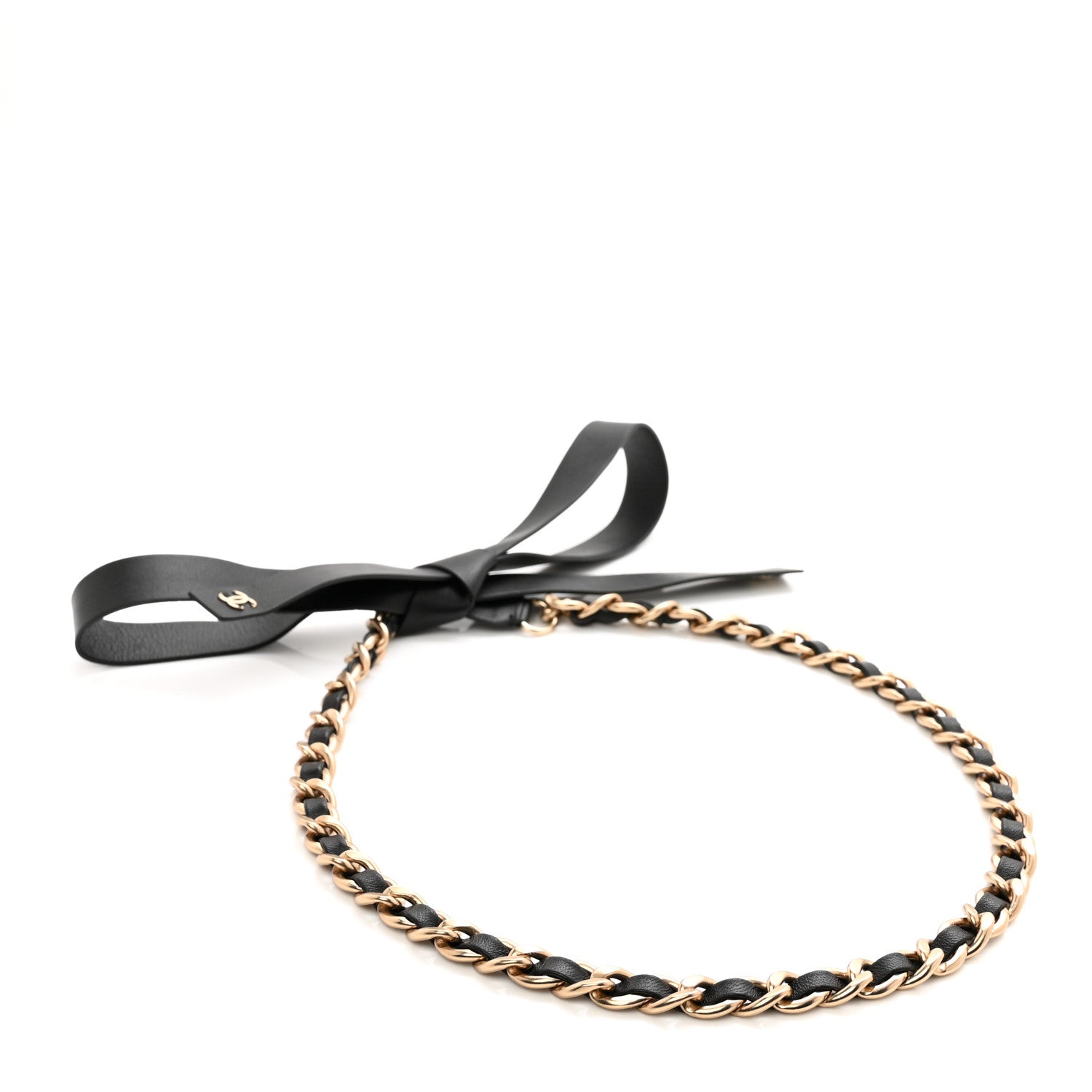 Chanel Lambskin Chain CC Bow Belt S Black 2 of 3