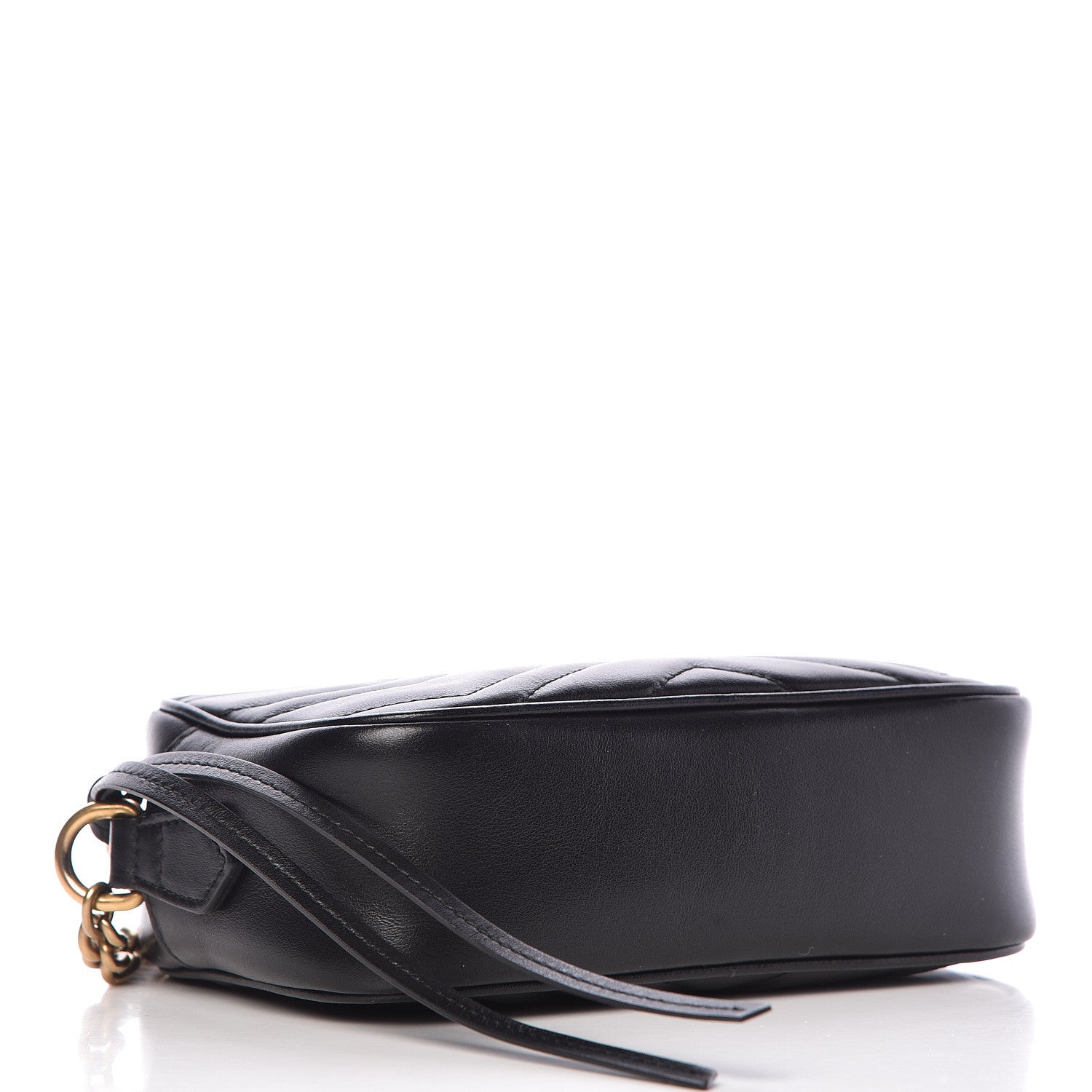 Gucci Calfskin Matelasse Mini GG Marmont Chain Shoulder Bag Black 4 of 12