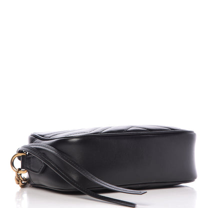 Gucci Calfskin Matelasse Mini GG Marmont Chain Shoulder Bag Black 4 of 12
