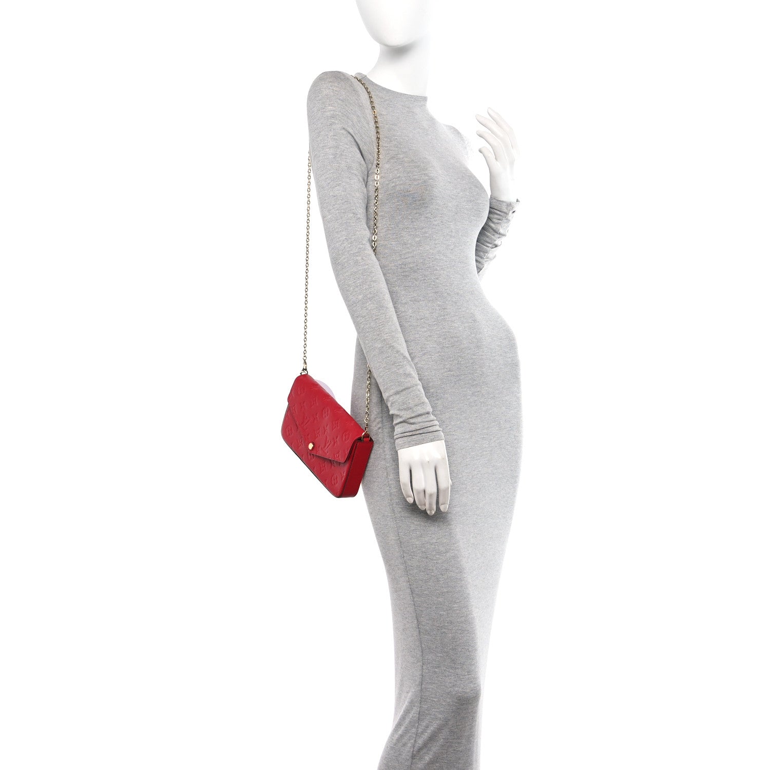 Louis Vuitton Empreinte Pochette Felicie Chain Wallet Scarlet 2 of 15