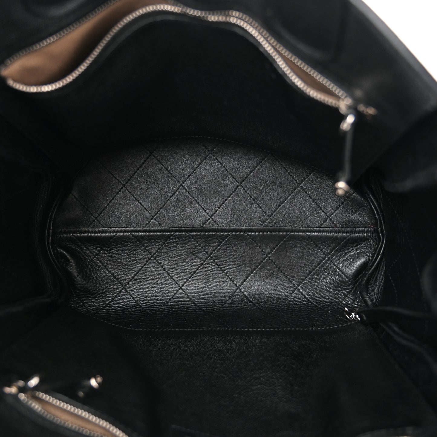 Caviar Stitched Medium Lady Coco Shopping Tote Black