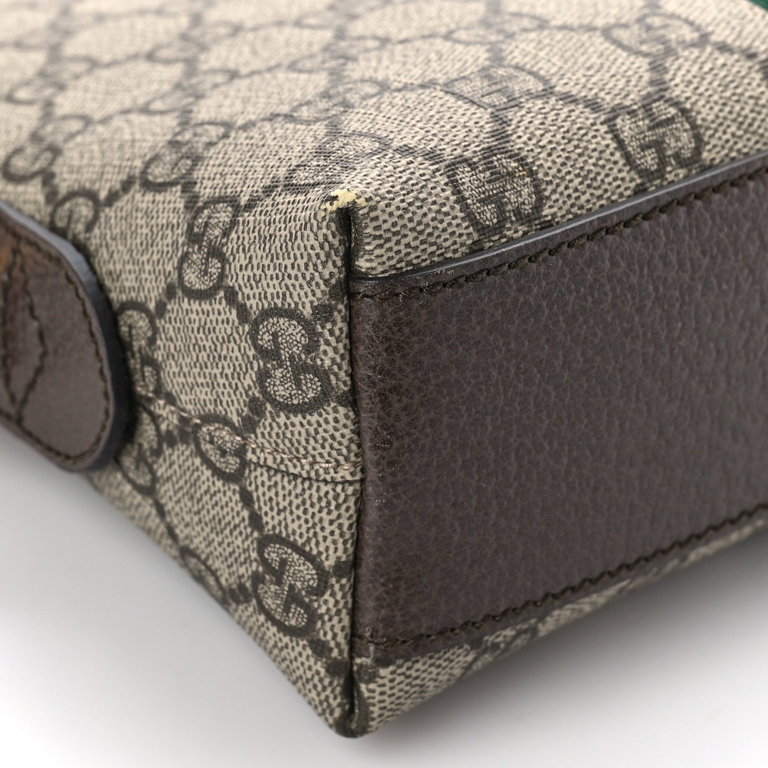 Gucci GG Supreme Monogram Textured Dollar Calfskin Web Small Ophidia Dome Shoulder Bag Beige Ebony New Acero 8 of 9