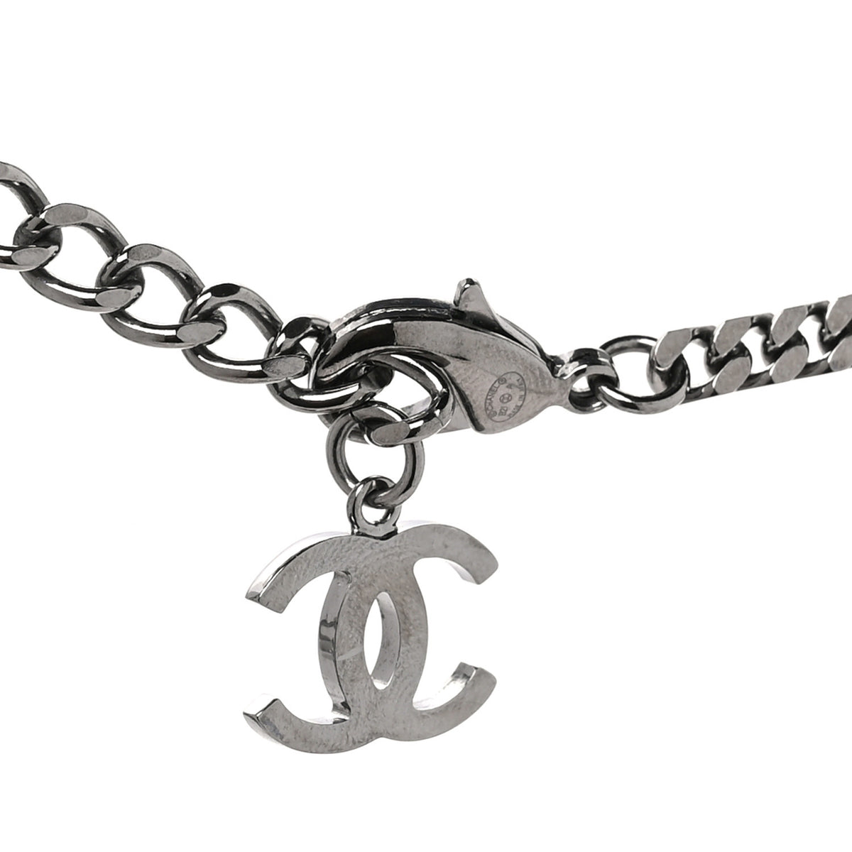 Chanel Ruthenium Crystal Chain CC Choker Silver 4 of 4