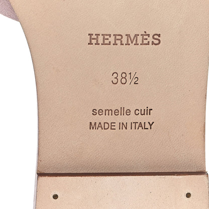 Hermes Suede Goatskin Oran Sandals 38.5 Rose Porcelaine 6 of 9