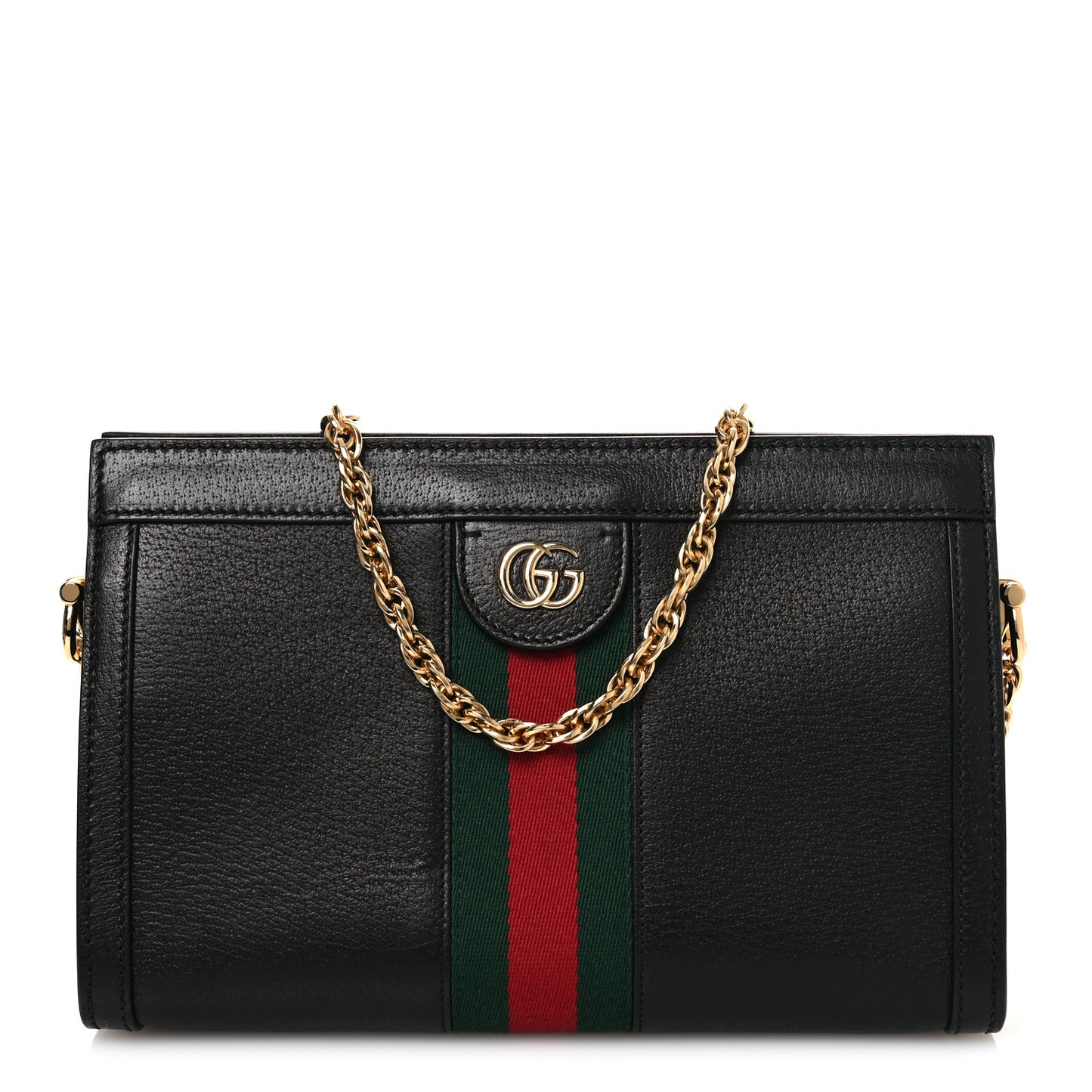 Calfskin GG Web Small Ophidia Chain Shoulder Bag Black