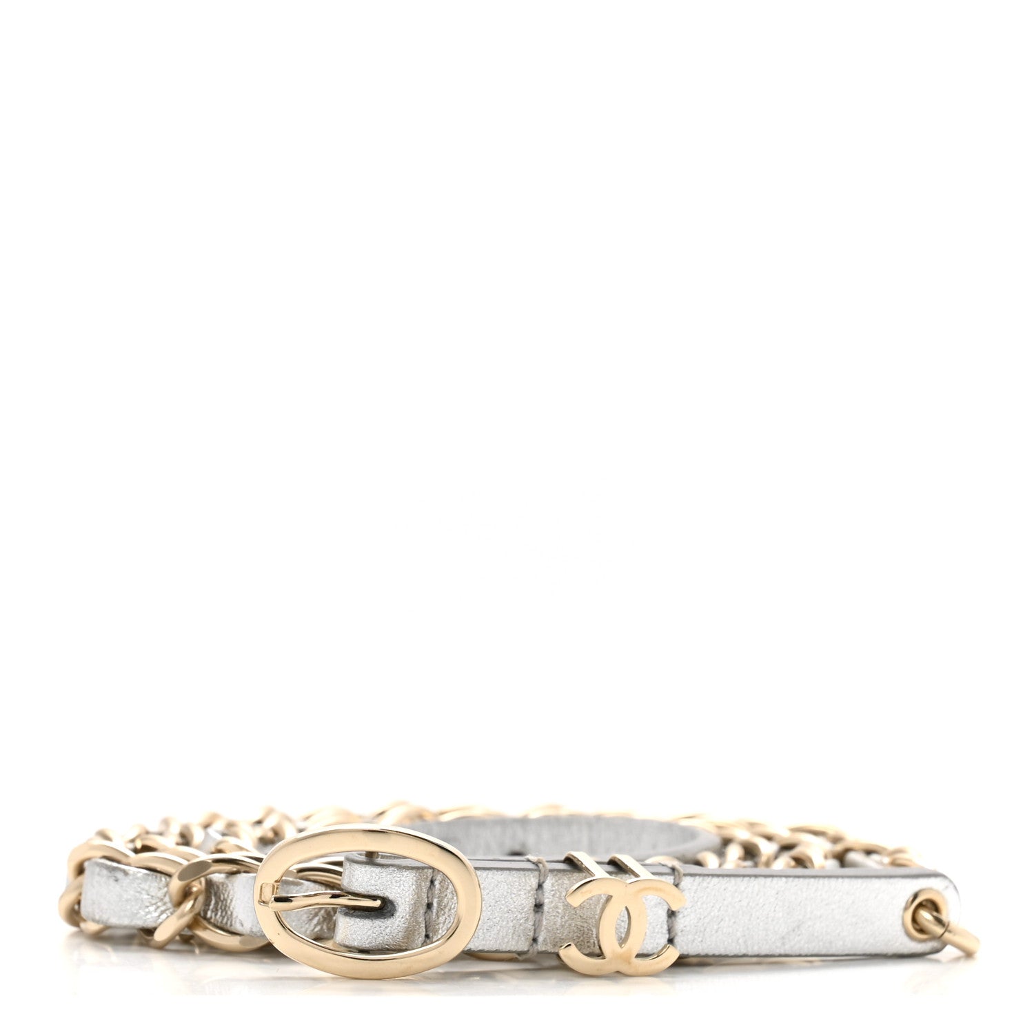 Chanel Metallic Calfskin Metal CC Chain Belt 80 32 Silver 1 of 7