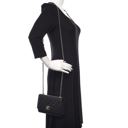 Chanel Lambskin Quilted Trendy CC Wallet On Chain WOC Black 2 of 17
