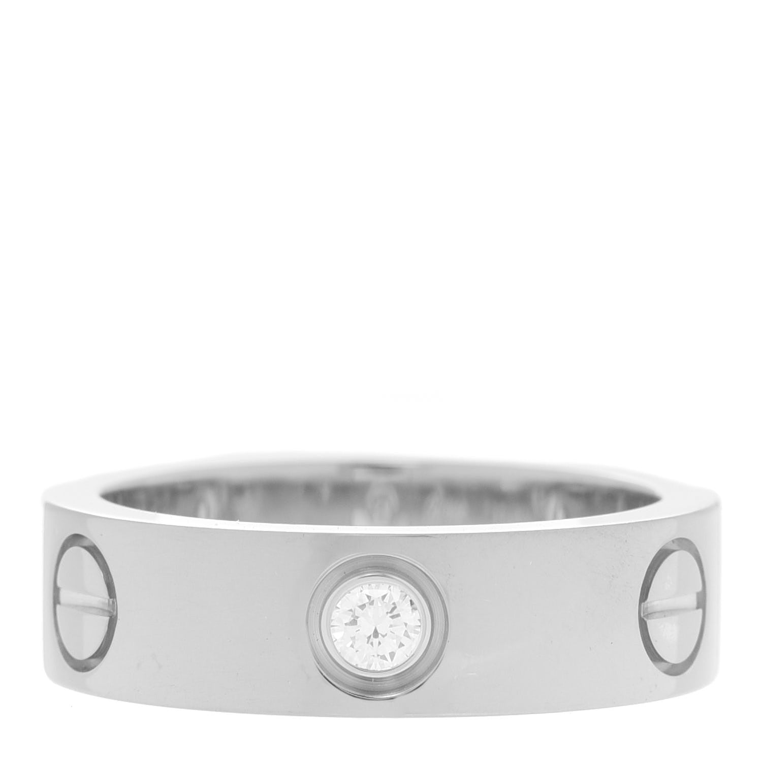 Cartier 18K White Gold 3 Diamond 5.5mm LOVE Ring 52 6 1 of 5