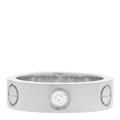 Cartier 18K White Gold 3 Diamond 5.5mm LOVE Ring 52 6 1 of 5