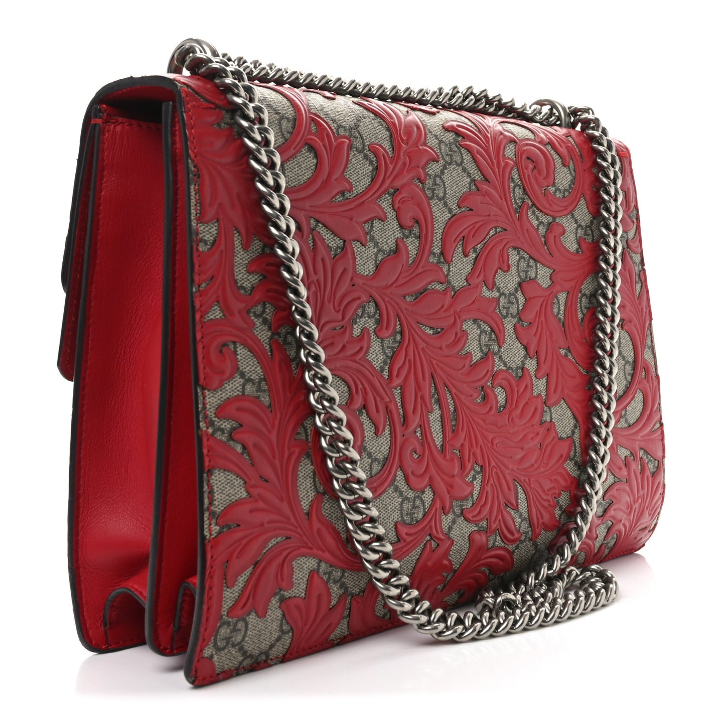 GG Supreme Monogram Arabesque Medium Dionysus Shoulder Bag Hibiscus Red