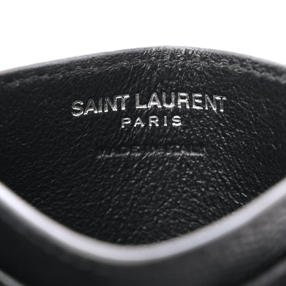 Saint Laurent Grain De Poudre Matelasse Chevron Monogram Credit Card Case Black 6 of 8