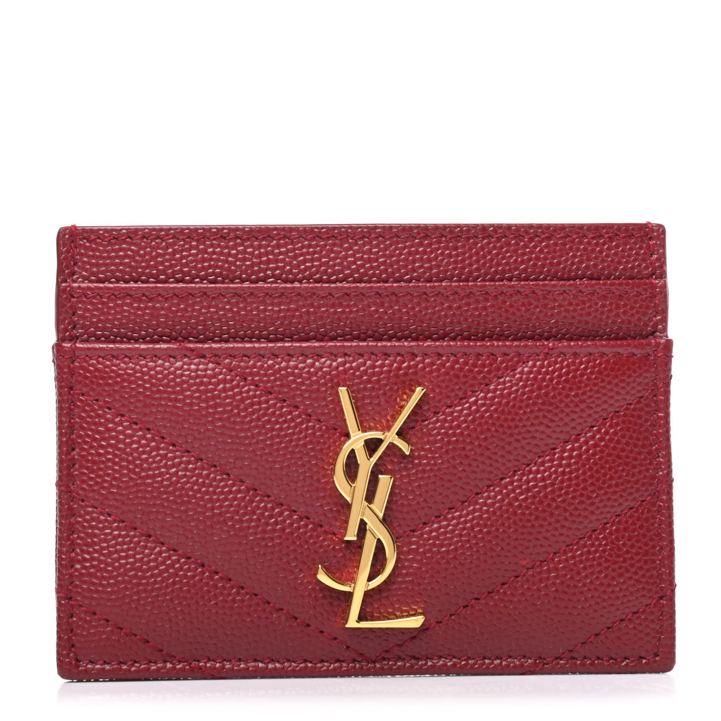 Grain De Poudre Matelasse Chevron Monogram Credit Card Case New Red