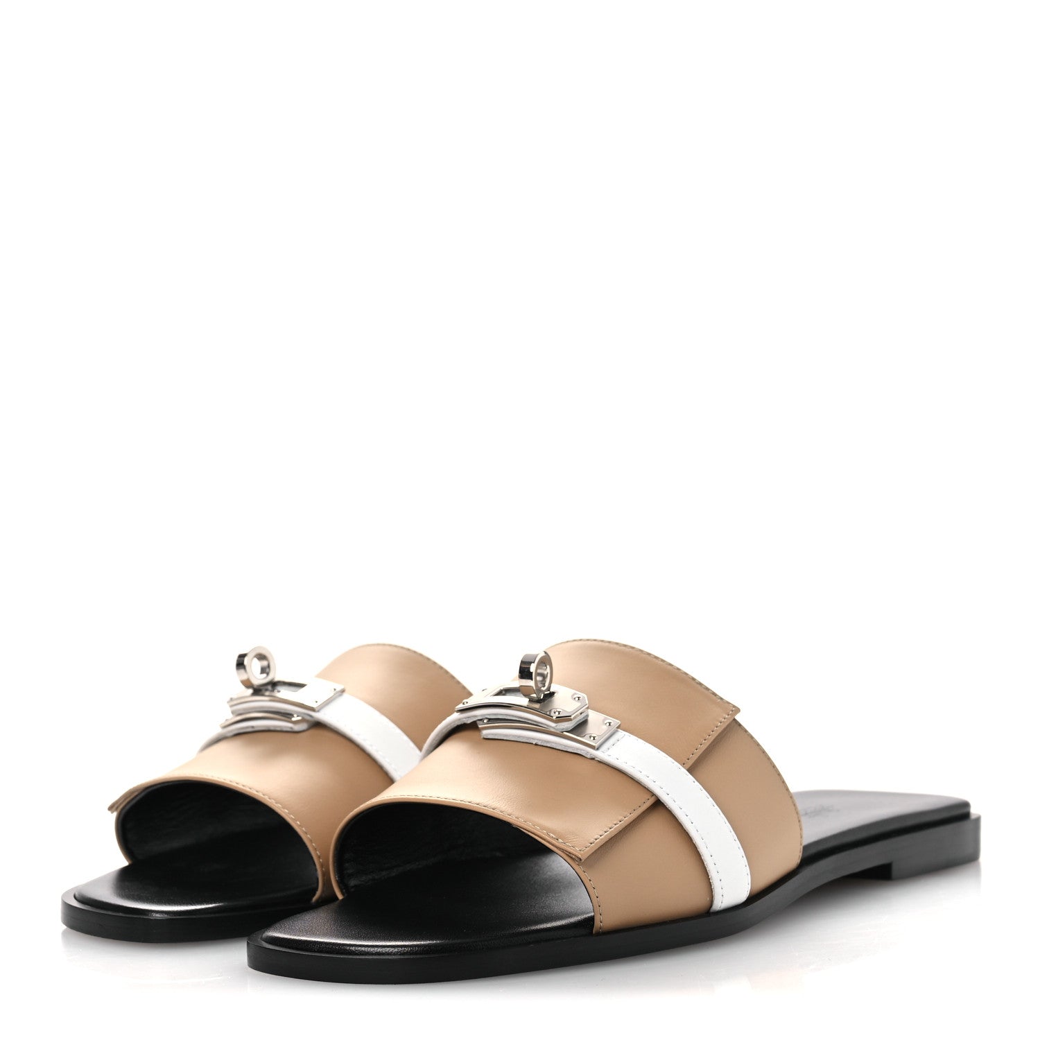 Hermes Calfskin Giulia Sandals 38 Beige Albinos White 4 of 12