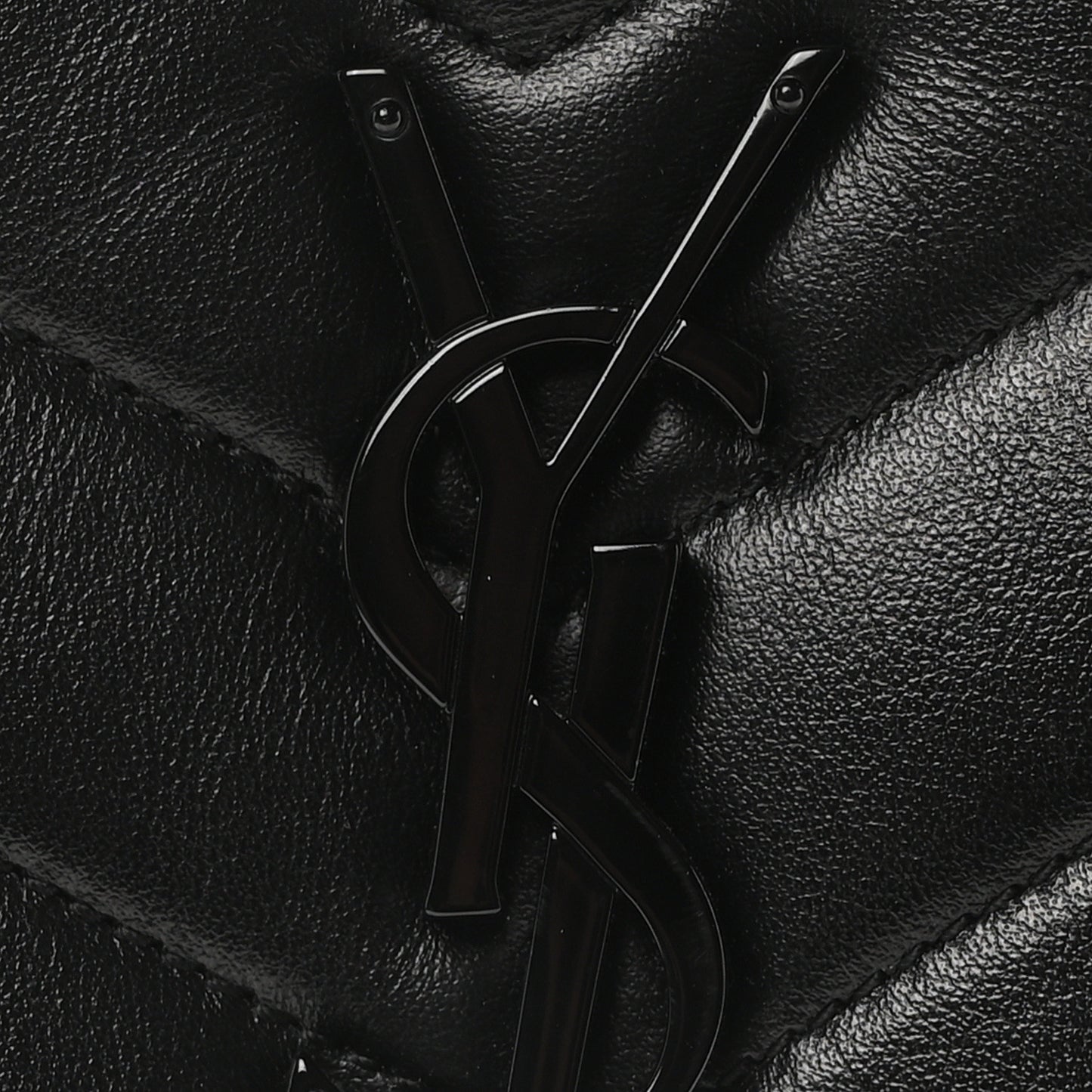 Calfskin Y Quilted Monogram Monochrome Medium Loulou Chain Satchel Black