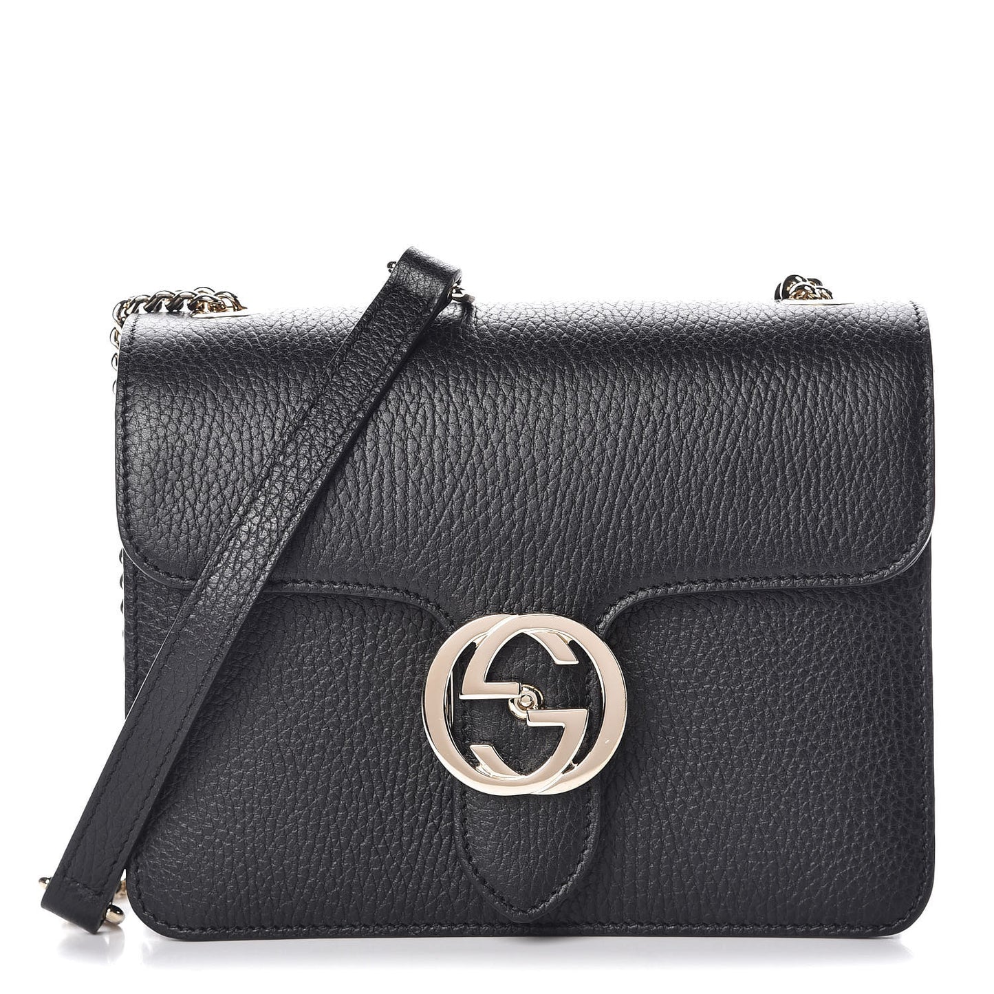 Dollar Calfskin Small Interlocking G Shoulder Bag Black