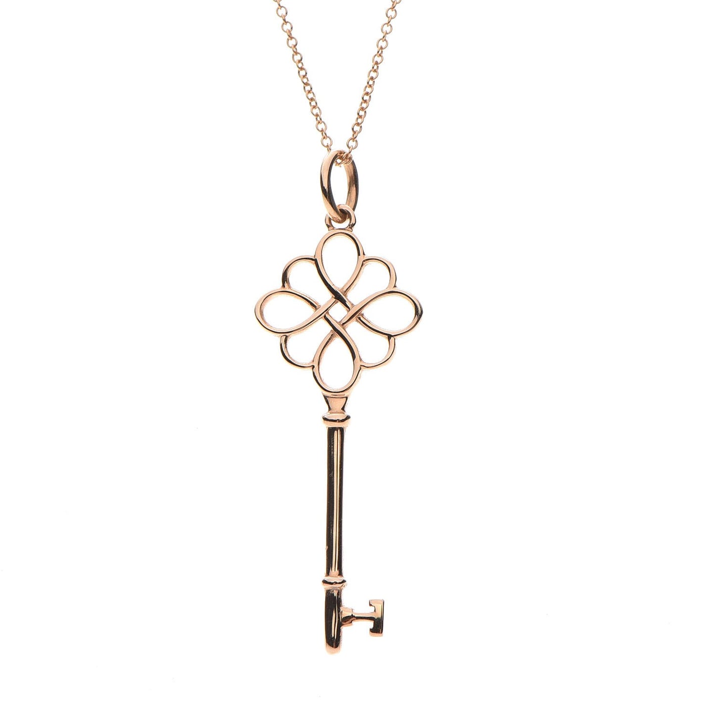 18K Rose Gold Knot Key Pendant Necklace