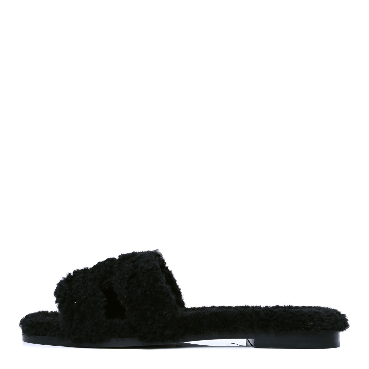 Hermes Woolskin Oran Sandals 36 Black 1 of 4
